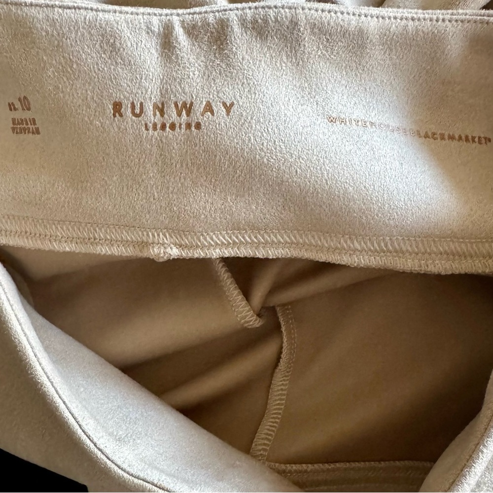WHBM Runway Leggings High Rise Faux Suede Pull On Skinny Cream Women's Size 10 - Picture 6 of 6